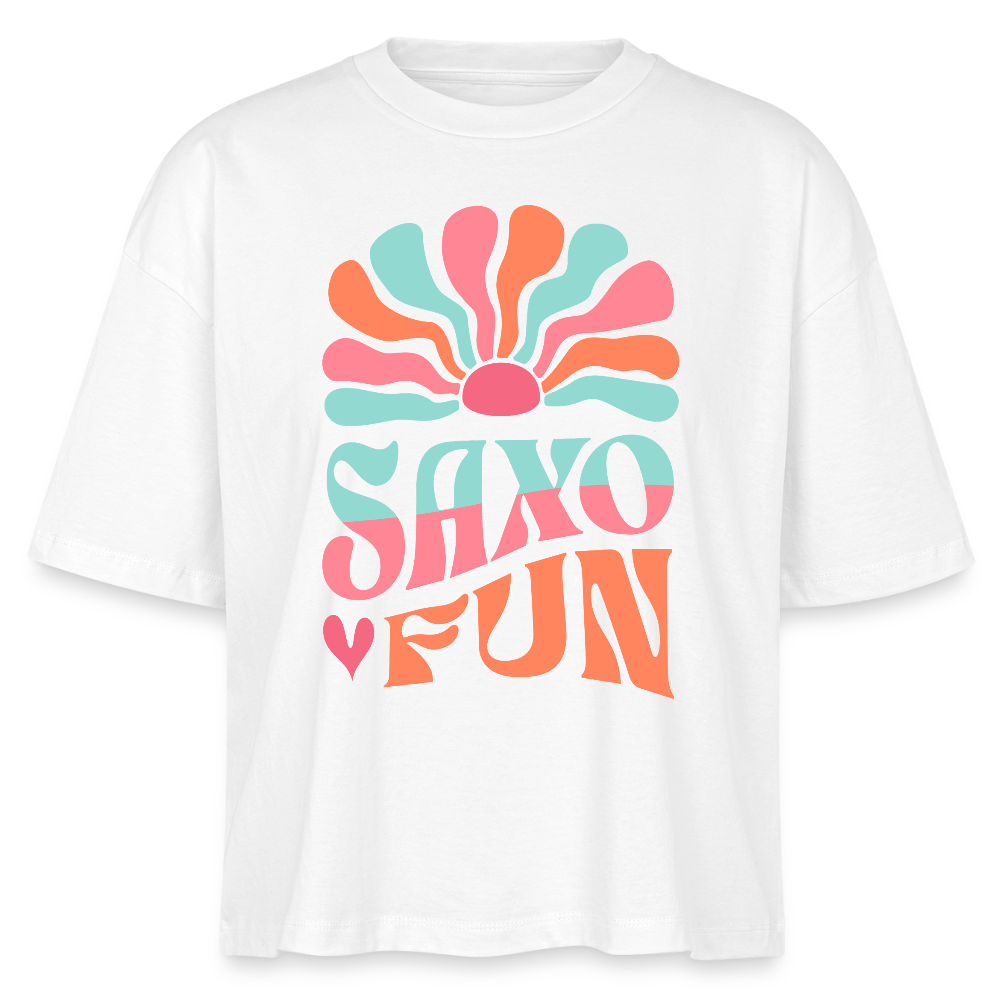 Saxofun - Saxophon - Bio T-Shirt Cropped - Weiß