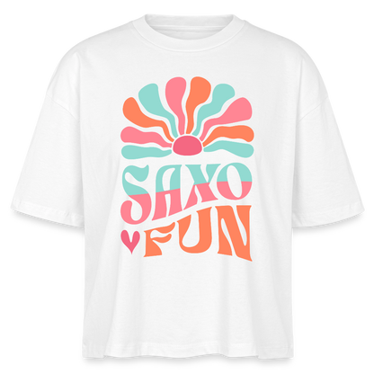 Saxofun - Saxophon - Bio T-Shirt Cropped - Weiß