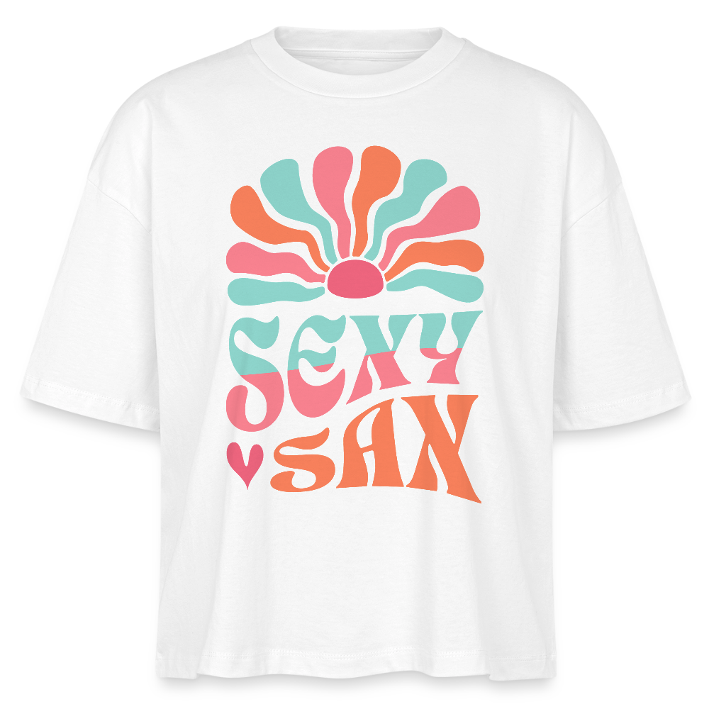 Sexy Sax - Saxophon - Bio T-Shirt Cropped - Weiß