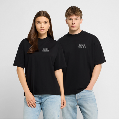 Blosmusi Social Club - front & back - Bio-T-Shirt Oversized - Schwarz