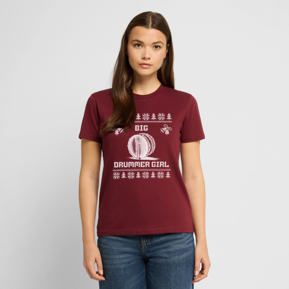 Big Drummer Girl - große Trommel - Bio T-Shirt Unisex - Burgunderrot