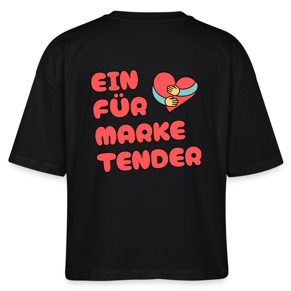 Herz für Marketender - front & back - Bio T-Shirt Cropped - Schwarz