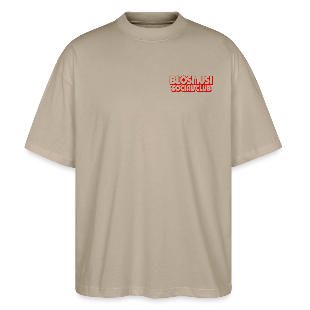 Frag mich nie - front & back - Bio T-Shirt Oversized - Steingrau
