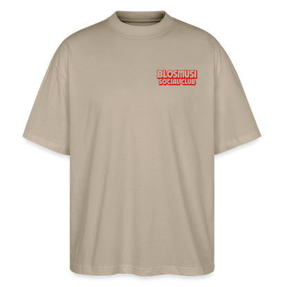 Frag mich nie - front & back - Bio T-Shirt Oversized - Steingrau